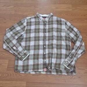 Paul Smith Men's Vintage Button Down Plaid Tartan Shirt Brown Beige Large PSJ